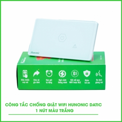 Công tắc chống giật Wifi HUNONIC Datic màu trắng